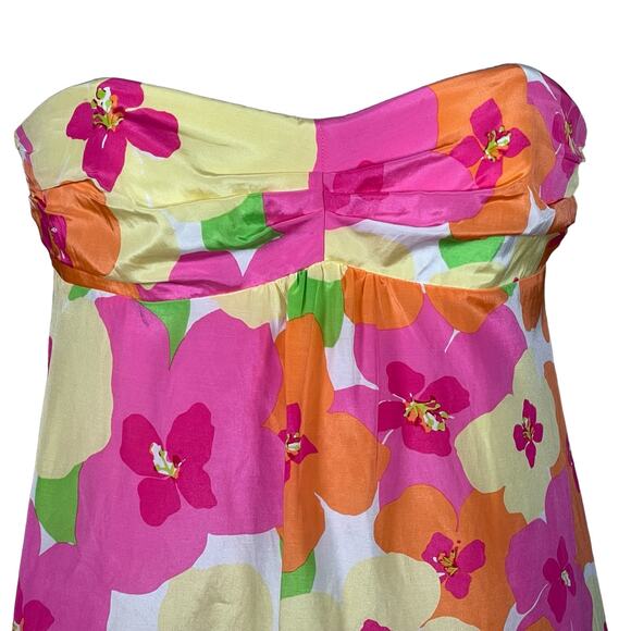 Lilly Pulitzer Women’s Strapless Silk Blend Tropical Floral Print Dress … - Picture 2 of 13